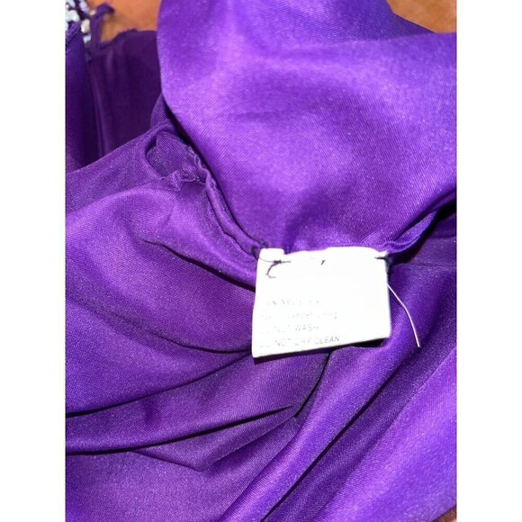 Vintage 1980s Purple Silk Beaded Sequin Cocktail Dress M - Picture 9 of 9